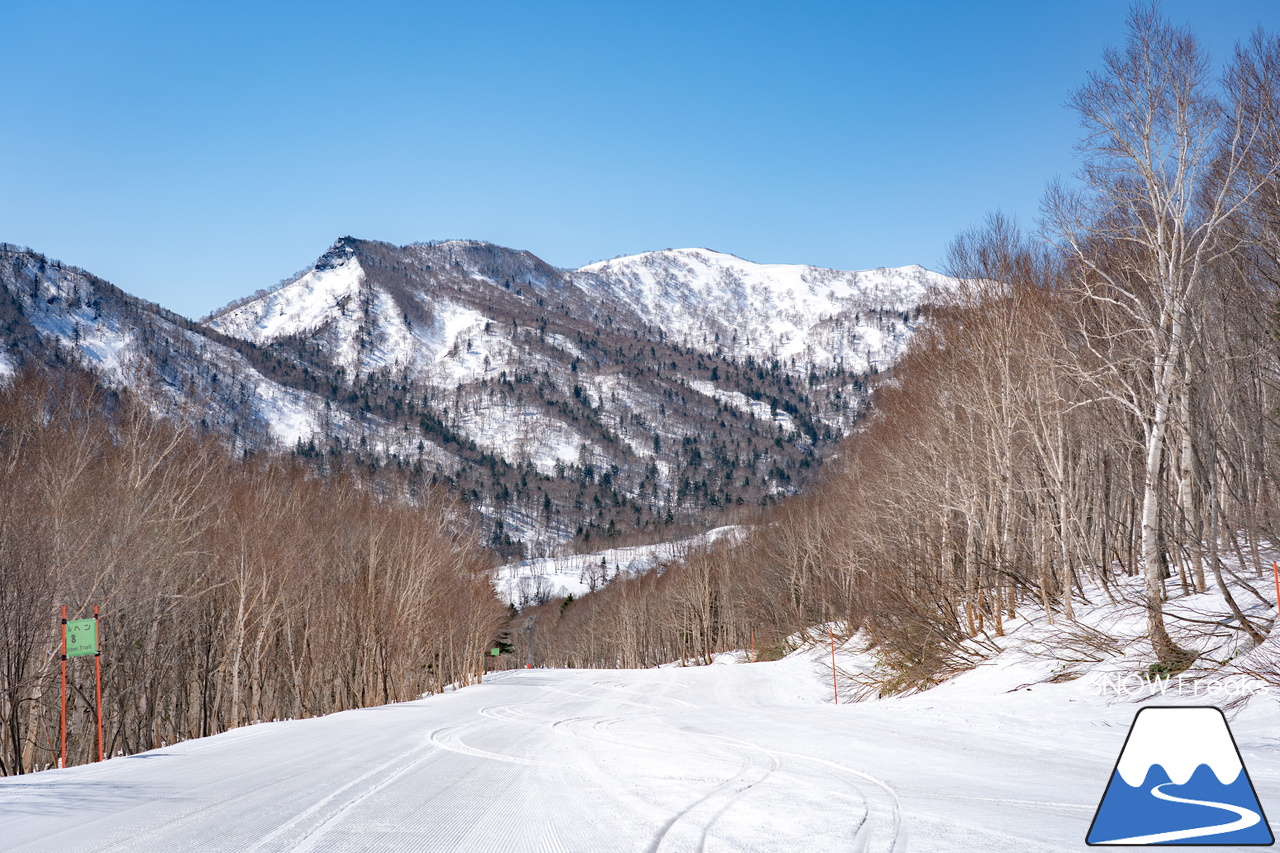 札幌国際スキー場｜ゴールデンウイーク初日も全コース滑走可能OK！！真っ白な雪と澄んだ青空 ＝ 絶好の春スキー＆スノーボード日和♪そして、日本海の彼方に、なんと利尻富士が見えた？！